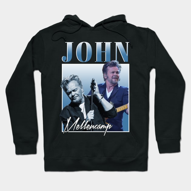 John J. Mellencamp Retro 90s Artwork Hoodie by FrancisMcdanielArt